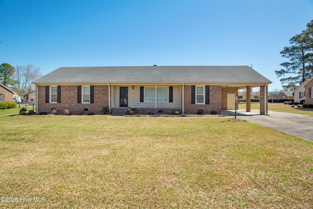 3007 Camelot Dr, Kinston, NC 28504 - single story home featuring crawl space, driveway, an attached carport, brick siding, and roof with shingles