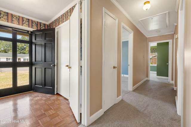 3007 Camelot Dr, Kinston, NC 28504 - entryway with crown molding, baseboards, and healthy amount of natural light