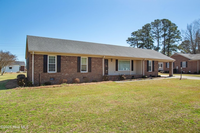 3007 Camelot Dr, Kinston, NC 28504 - single story home featuring crawl space, a front yard, brick siding, and roof with shingles