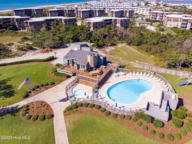 2106 E Fort Macon Rd Unit 310Tar, Atlantic Beach, NC 28512 - drone / aerial view of a pool