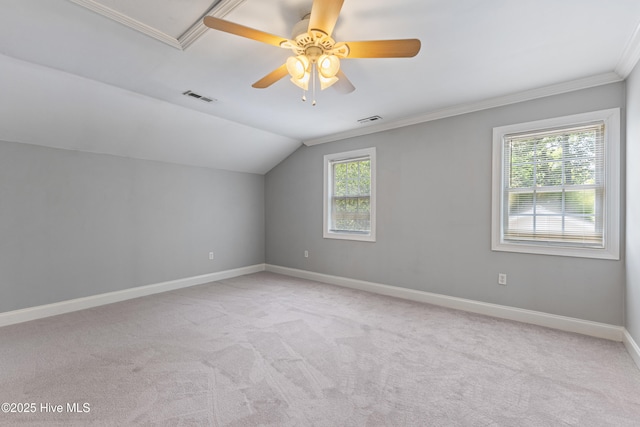 2415 Circle St, Wilmington, NC 28403 - bonus room featuring light colored carpet, healthy amount of natural light, baseboards, and vaulted ceiling