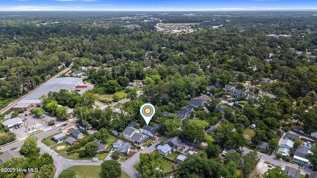 2415 Circle St, Wilmington, NC 28403 - aerial view of property and surrounding area with a forest and nearby suburban area