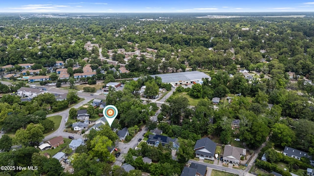 2415 Circle St, Wilmington, NC 28403 - aerial view of property and surrounding area featuring a forest and nearby suburban area