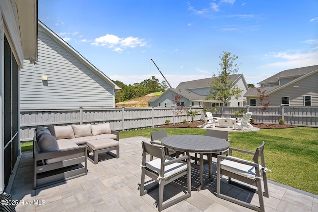 3625 Mason Port Dr, Wilmington, NC 28409 - view of patio / terrace featuring an outdoor living space, outdoor dining area, and a residential view