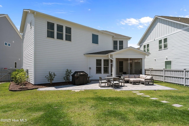 3625 Mason Port Dr, Wilmington, NC 28409 - rear view of house featuring a patio area, outdoor lounge area, and a sunroom