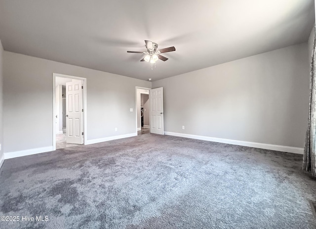 126 Vick Ave, Carthage, NC 28327 - unfurnished bedroom featuring baseboards, carpet floors, and a ceiling fan
