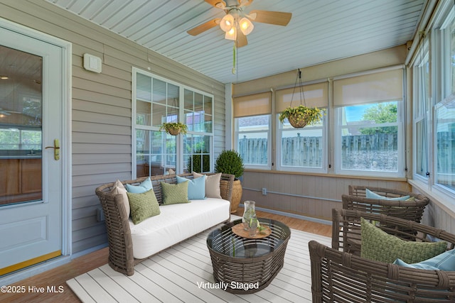 435 Foxfield Ct, Wilmington, NC 28411 - sunroom featuring ceiling fan and plenty of natural light