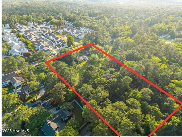 308 Hooker Rd, Wilmington, NC 28403 - aerial perspective of suburban area featuring property boundaries highlighted and a forest