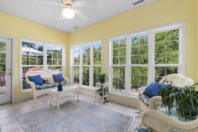 4156 Buckingham Ct, Southport, NC 28461 - sunroom with ceiling fan and tile patterned floors