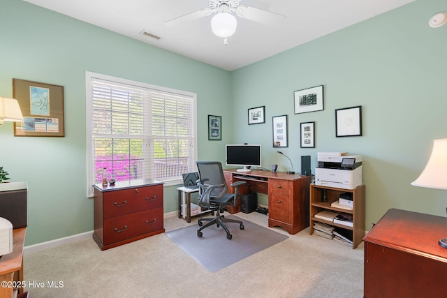 4156 Buckingham Ct, Southport, NC 28461 - carpeted office space featuring ceiling fan and baseboards