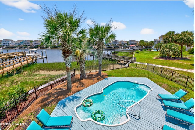 1510 N Shore Dr, Sunset Beach, NC 28468 - view of swimming pool featuring a water view and a residential view