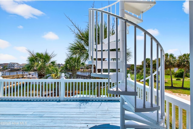 1510 N Shore Dr, Sunset Beach, NC 28468 - wooden terrace featuring a water view