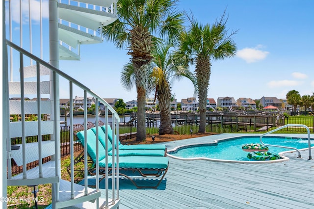 1510 N Shore Dr, Sunset Beach, NC 28468 - view of swimming pool with a residential view and a deck with water view