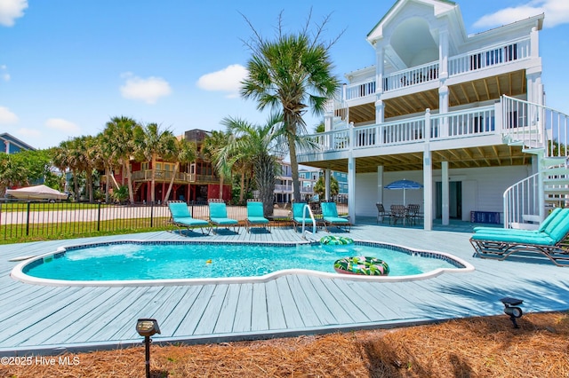 1510 N Shore Dr, Sunset Beach, NC 28468 - swimming pool featuring stairs and a patio