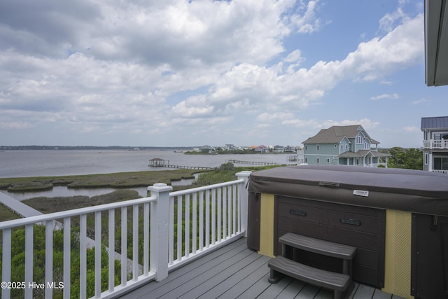 601 New River Inlet Rd, North Topsail Beach, NC 28460 - wooden deck featuring a water view
