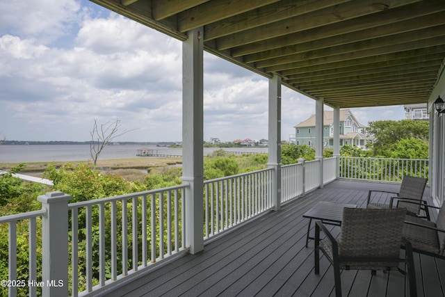 601 New River Inlet Rd, North Topsail Beach, NC 28460 - wooden deck with a water view