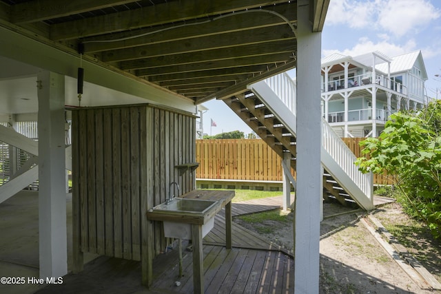 601 New River Inlet Rd, North Topsail Beach, NC 28460 - wooden deck with stairway