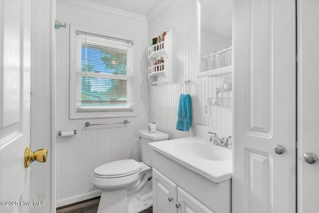 3331 Holden Beach Rd SW, Supply, NC 28462 - full bathroom with vanity, crown molding, and toilet