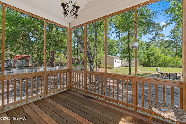 4379 Owendon Dr, Shallotte, NC 28470 - wooden terrace with view of scattered trees and a yard