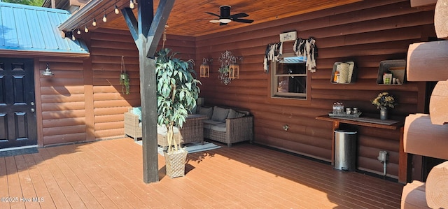 520 Holly Ridge Rd, Holly Ridge, NC 28445 - wooden terrace with ceiling fan
