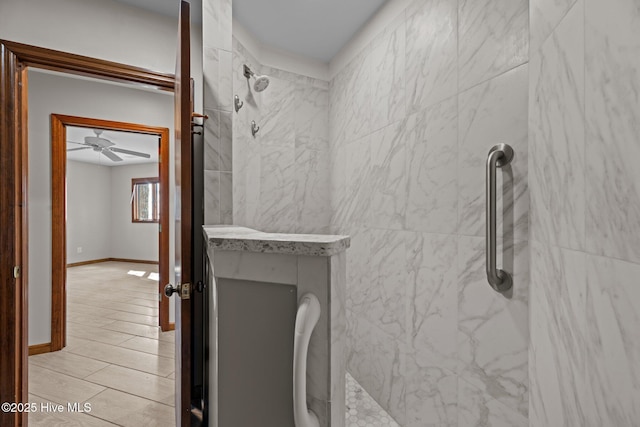 153 Windmill Point Dr, Vandemere, NC 28587 - full bathroom featuring a marble finish shower and a ceiling fan