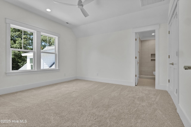 8241 Sage Valley Dr, Wilmington, NC 28411 - carpeted spare room featuring baseboards, ceiling fan, recessed lighting, and vaulted ceiling