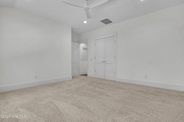 8241 Sage Valley Dr, Wilmington, NC 28411 - unfurnished bedroom with carpet flooring, recessed lighting, baseboards, a closet, and ceiling fan