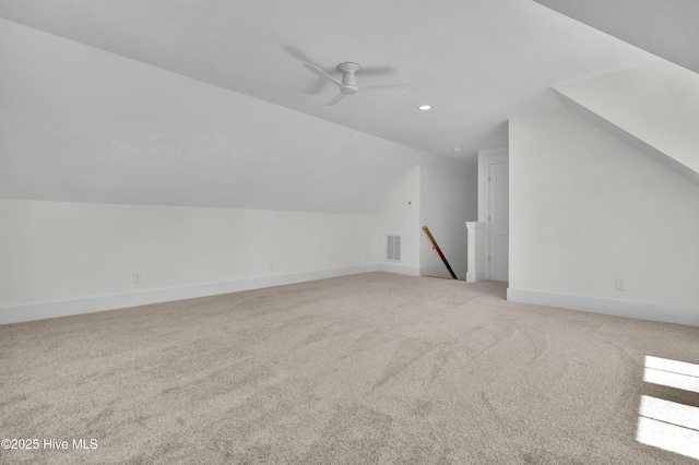 8241 Sage Valley Dr, Wilmington, NC 28411 - additional living space with vaulted ceiling, carpet, ceiling fan, baseboards, and recessed lighting