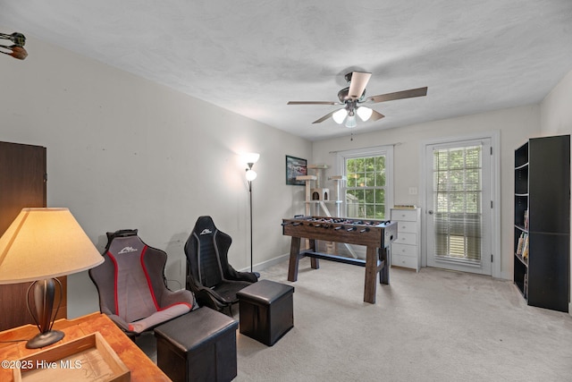4912 Cypress Shores Dr, New Bern, NC 28562 - rec room with carpet, ceiling fan, and baseboards
