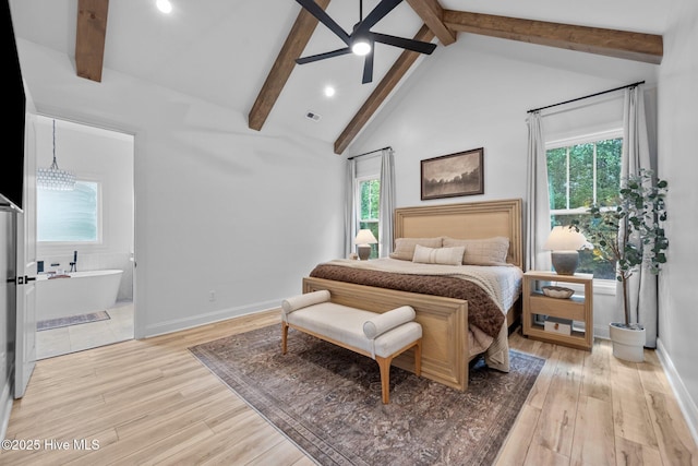 187 Royal Palms Way, Holly Ridge, NC 28445 - bedroom with beam ceiling, light wood finished floors, multiple windows, baseboards, and recessed lighting