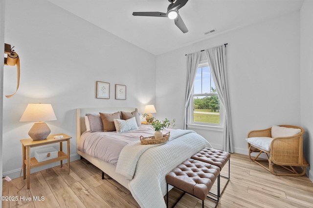 187 Royal Palms Way, Holly Ridge, NC 28445 - bedroom with light wood-style floors, baseboards, and a ceiling fan