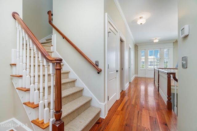 588 E Harborside Rd, Oriental, NC 28571 - corridor featuring light wood-style floors, ornamental molding, and baseboards