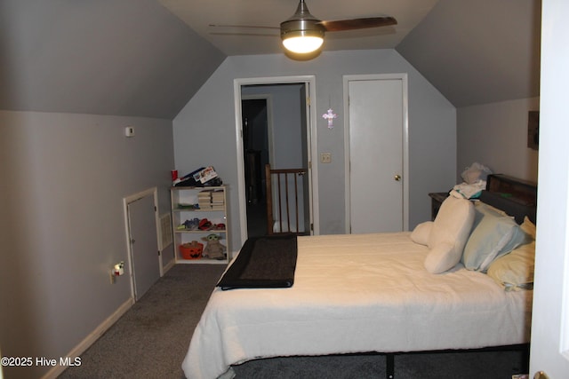 121 Pine Grove Rd, Newport, NC 28570 - bedroom featuring lofted ceiling, carpet floors, and a ceiling fan