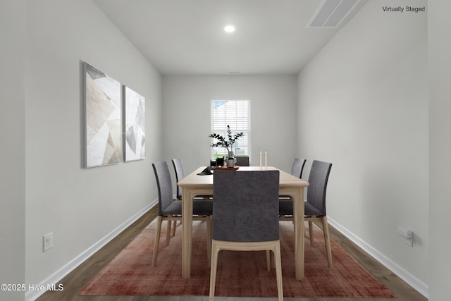 119 Perrytown Loop Rd, New Bern, NC 28562 - dining room with dark wood-style flooring, baseboards, and recessed lighting