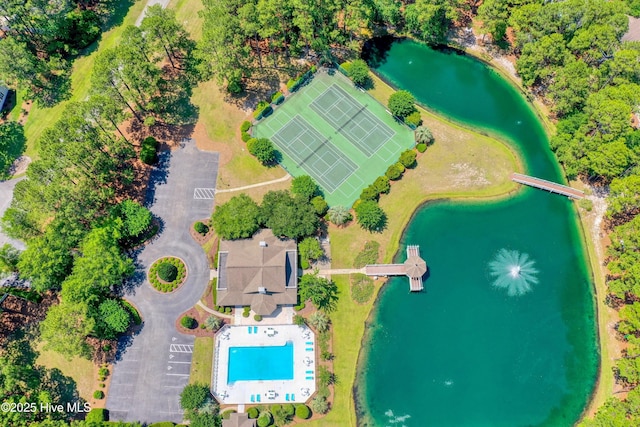 3878 White Blossom Cir, Southport, NC 28461 - aerial view of a nearby body of water and a pool area