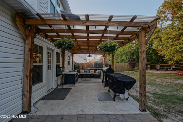 215 Chestwood Dr, Hubert, NC 28539 - view of patio / terrace with an outdoor living space, a pergola, and grilling area