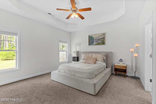 317 Inverness Dr, Hubert, NC 28539 - bedroom with a raised ceiling, light carpet, baseboards, and crown molding