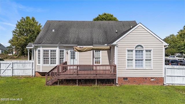 4710 Hudson Rd NW, Wilson, NC 27896 - back of property featuring crawl space, a wooden deck, and a gate