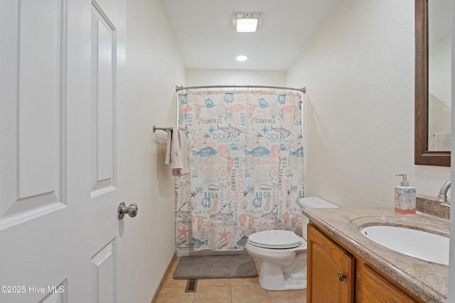 1235 Sound Shore Dr, Edenton, NC 27932 - full bath with vanity, tile patterned flooring, toilet, and curtained shower