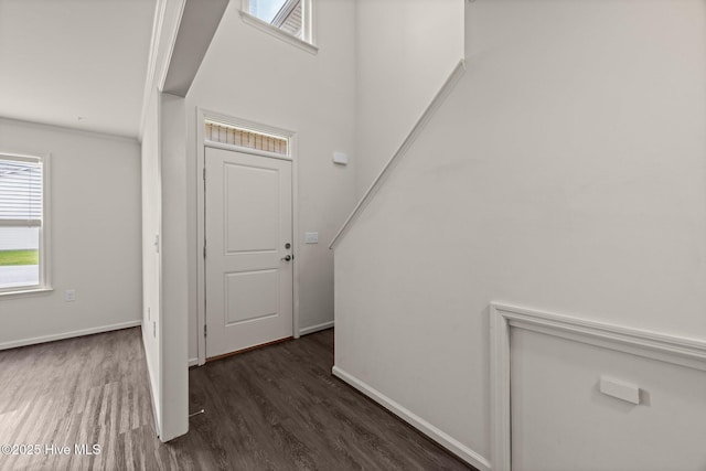 312 Glenellen Loop Rd, Midway Park, NC 28544 - foyer entrance with dark wood-style floors and baseboards