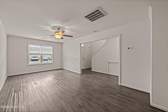 312 Glenellen Loop Rd, Midway Park, NC 28544 - unfurnished room featuring a ceiling fan, dark wood-type flooring, baseboards, and ornamental molding