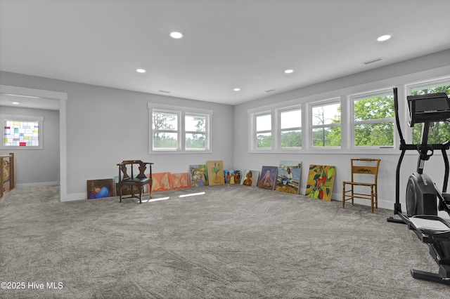 1246 Heron Run Dr, Wilmington, NC 28403 - game room featuring carpet flooring, recessed lighting, healthy amount of natural light, and baseboards