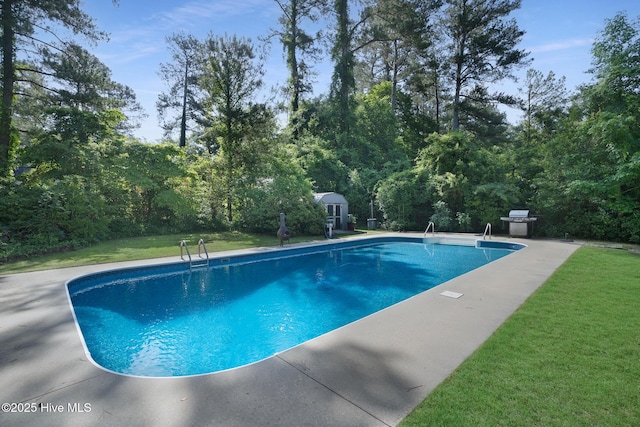 1206 Lancaster Ln, Rockingham, NC 28379 - outdoor pool with a lawn and area for grilling