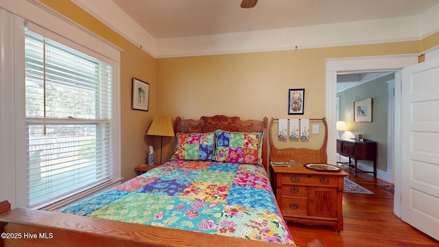 305 E New Hampshire Ave, Southern Pines, NC 28387 - bedroom featuring multiple windows, wood finished floors, and ceiling fan