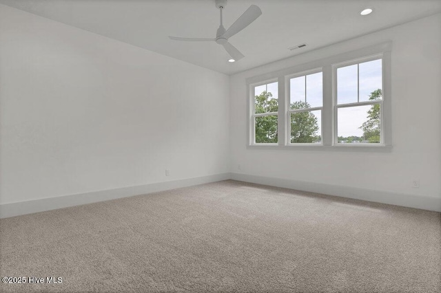 324 Grayhawk Cir, Wilmington, NC 28411 - empty room featuring recessed lighting, light colored carpet, ceiling fan, and vaulted ceiling