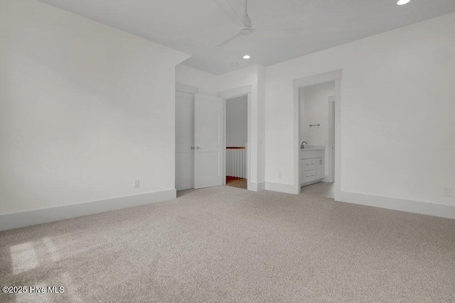 324 Grayhawk Cir, Wilmington, NC 28411 - unfurnished room featuring a ceiling fan, light carpet, and recessed lighting