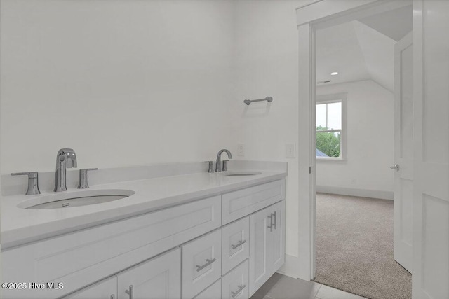 324 Grayhawk Cir, Wilmington, NC 28411 - bathroom featuring double vanity, tile patterned floors, and recessed lighting