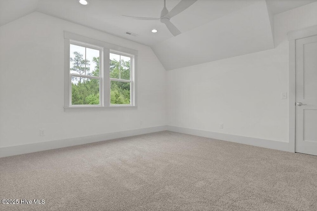 324 Grayhawk Cir, Wilmington, NC 28411 - bonus room featuring vaulted ceiling, a ceiling fan, recessed lighting, and carpet