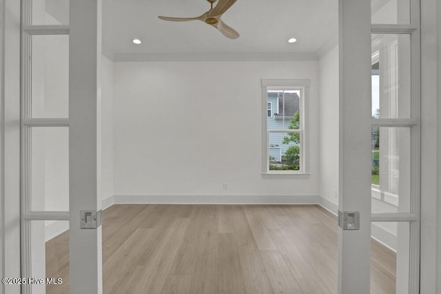 324 Grayhawk Cir, Wilmington, NC 28411 - unfurnished room with light wood-type flooring, a ceiling fan, and recessed lighting