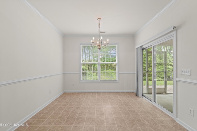 94 Field Planters Cir, Calabash, NC 28467 - spare room with a chandelier, crown molding, and baseboards